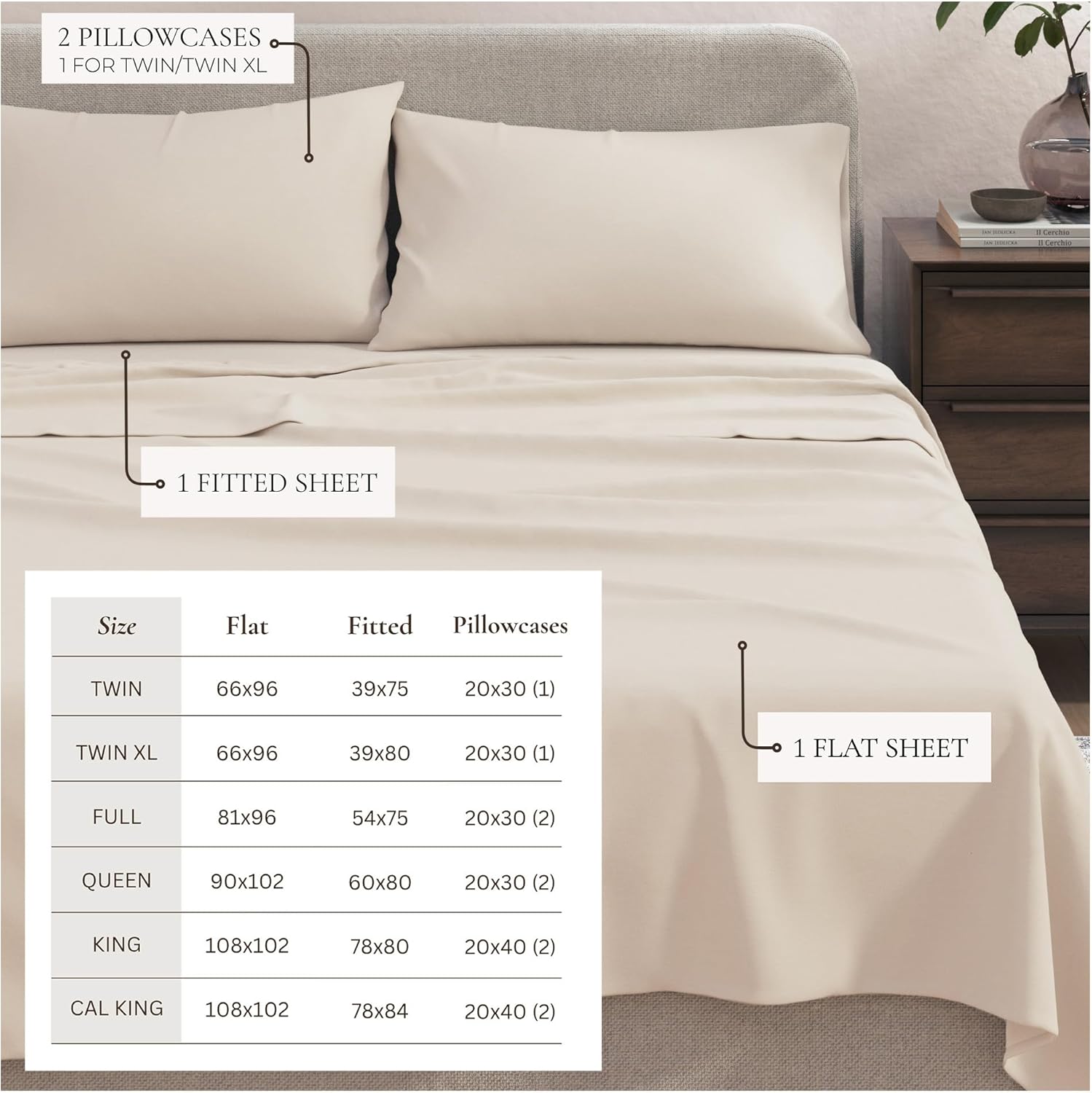 Cotton Jersey Knit Queen Sheet Set - Ultra-Soft, Stretchy, Heathered Melange Bed Sheets - Cozy, Soft T-Shirt Sheet & Pillowcase Set (Oatmeal)